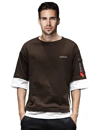 EYEBOGLER Men's Trendy Round Neck Full Sleeves Solid T-Shirt-thumb1