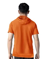 EYEBOGLER Men's Trendy Hooded Neck Half Sleeves Loose Fit Solid T-Shirt-thumb1