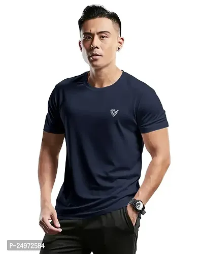 EYEBOGLER Mens Round Neck Half Sleeve Solid Dry Fit Tshirt Pack of 2-thumb2