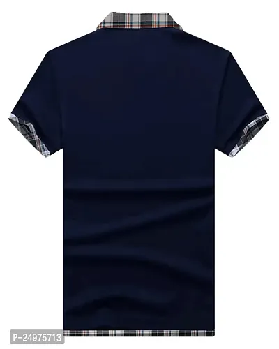 EYEBOGLER Checkered Men Polo Neck Black T-Shirt ()-thumb2