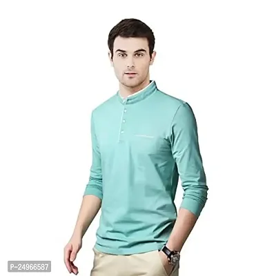 EYEBOGLER Men's Trendy Polo Neck Full Sleeves Solid T-Shirt-thumb2