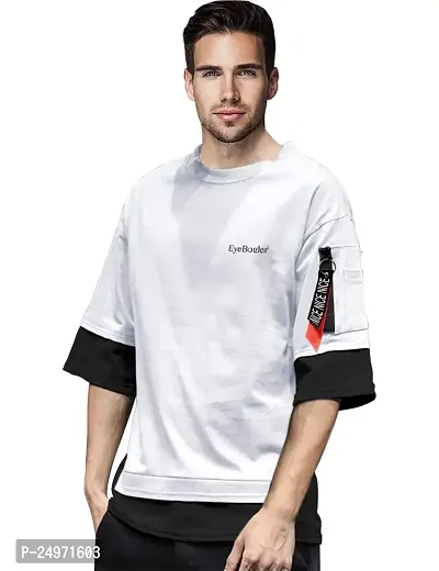 EYEBOGLER Men's Trendy Round Neck Full Sleeves Solid T-Shirt