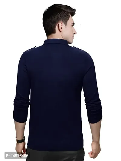 EYEBOGLER Mens Regular Fit Cotton Tshirt Navy Blue-thumb2