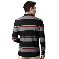 EYEBOGLER Men's Polo Neck Full Sleeves Striped T-Shirt-thumb1