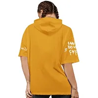 EYEBOGLER Women's Trendy Hooded Neck Half Sleeves Loose Fit Printed T-Shirt-thumb1