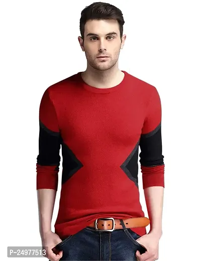 EYEBOGLER Mens Regular Fit Cotton Tshirt Wine Red