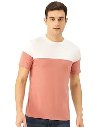 EYEBOGLER Mens Regular Fit Cotton Tshirt White-Peach-thumb1