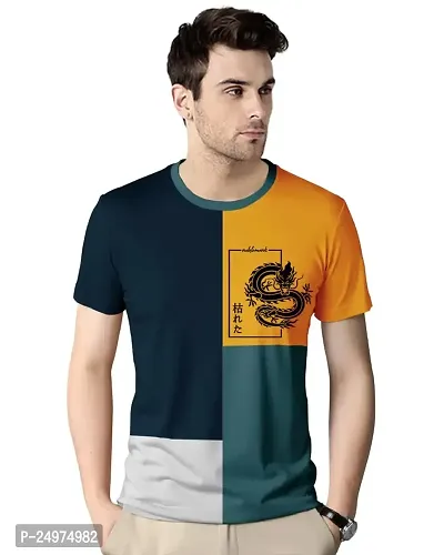 Noble Monk Men's Round Neck Half Sleeves Colorblocked T-Shirt
