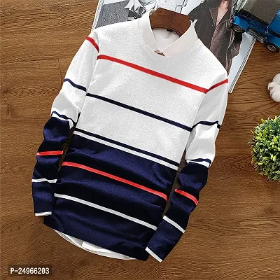 EYEBOGLER Mens Round Neck Full Sleeve Striped T-Shirt-thumb3