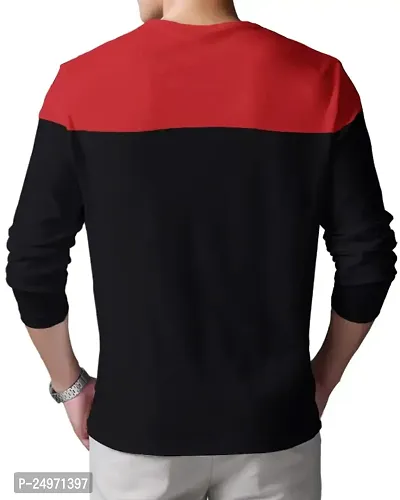 EYEBOGLER Men's Round Neck Regular Fit Colorblocked Full Sleeves T-Shirt-thumb2