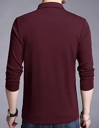 EYEBOGLER Mens Regular Fit Polo Neck Full Sleeve Solid Tshirt-thumb2