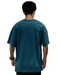 EYEBOGLER Men's Trendy Loose Fit Half Sleeves Round Neck Solid T-Shirt-thumb1