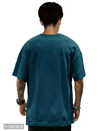 EYEBOGLER Men's Trendy Loose Fit Half Sleeves Round Neck Solid T-Shirt-thumb2