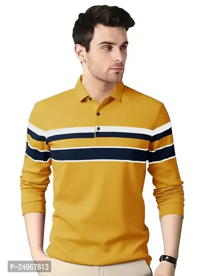 EYEBOGLER Men's Polo Neck Full Sleeves Printed T-Shirt-thumb0