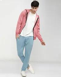 Stylish Pink Fleece Front-open Hoodies For Men-thumb1