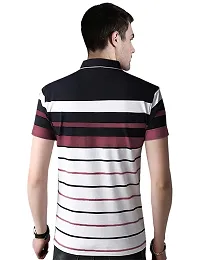 EYEBOGLER Men's Trendy Half Sleeves Polo Neck Striped T-Shirt-thumb2