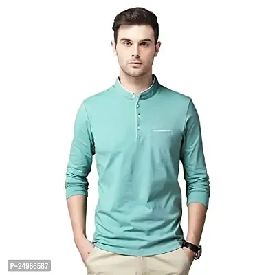 EYEBOGLER Men's Trendy Polo Neck Full Sleeves Solid T-Shirt-thumb0