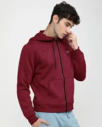 Stylish Maroon Fleece Front-open Hoodies For Men-thumb3