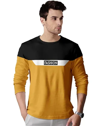Noble Monk Mens Round Neck Full Sleeves Colorblocked T-Shirt