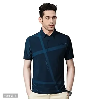 EYEBOGLER Men's Trendy Polo Neck Half Sleeves Printed T-Shirt-thumb0