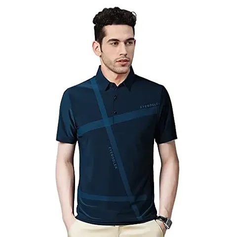 EYEBOGLER Men's Trendy Polo Neck Half Sleeves Printed T-Shirt