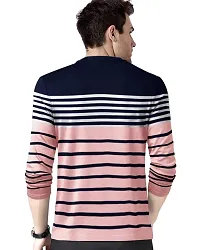 EYEBOGLER Men's Trendy Full Sleeves Round Neck Regular Fit Striped T-Shirt-thumb1