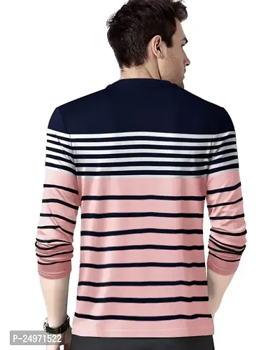 EYEBOGLER Men's Trendy Full Sleeves Round Neck Regular Fit Striped T-Shirt-thumb2
