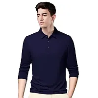 EYEBOGLER Men's Trendy Polo Neck Full Sleeves Solid T-Shirt-thumb1