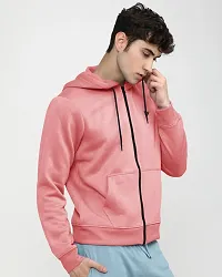 Stylish Pink Fleece Front-open Hoodies For Men-thumb3