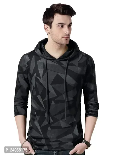 EYEBOGLER Men's Hooded Neck Full Sleeves Printed Regular Fit T-Shirt