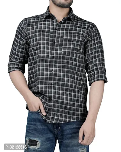 Reliable Black Viscose Checked Long Sleeves Casual Shirt For Men