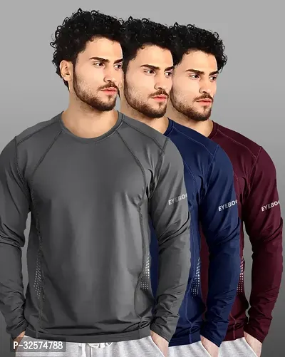 Stylish Polyester Solid Tees For Men Pack of 3-thumb0