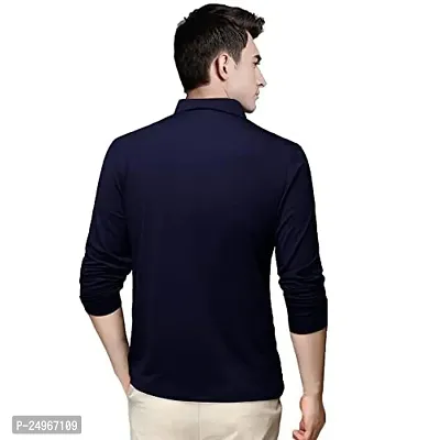 EYEBOGLER Men's Trendy Polo Neck Full Sleeves Solid T-Shirt-thumb3