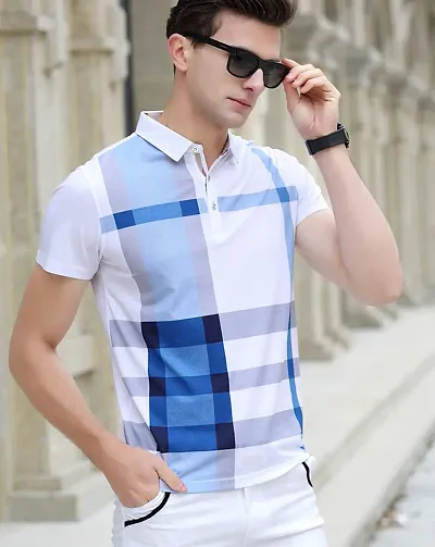 Branded Checked Cotton Polo T Shirt