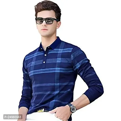 EYEBOGLER Men's Polo Neck Full Sleeves Printed T-Shirt