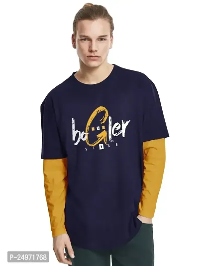 EYEBOGLER Men's Round Neck Full Sleeves Typography T-Shirt