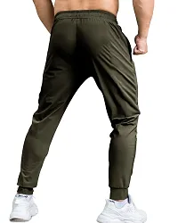 Stylish Olive Polyester Solid Track Pants For Men-thumb2