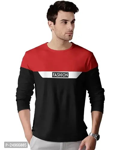 EYEBOGLER Men's Trendy Round Neck Full Sleeves Colourblocked T-Shirt