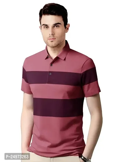 Noble Monk Mens Polo Neck Half Sleeves Color Blocked T-Shirt