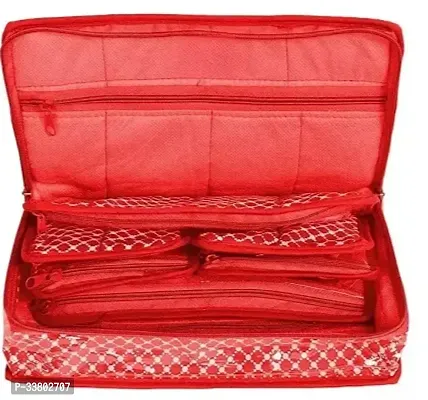 Stylish Red Cotton Multipurpose 8 Pocket Storage Bag28 L x 17 W x 9 H Centimeters-thumb0