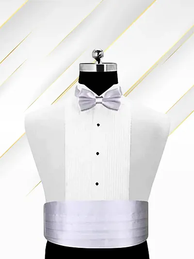 Satin The Cerulean Cummerband and Bow Tie Set (White)