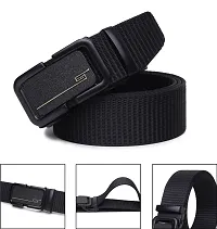 Kastner Men Black Canvas Solid Belt-thumb1