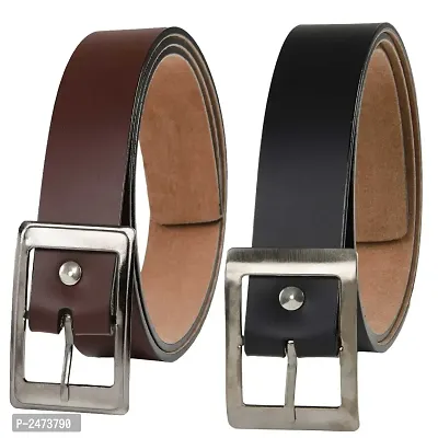 Pack Of 2 Multicoloured Leatherette Formal Belt For Men's-thumb0