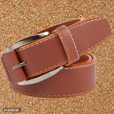 Men's Tan Leatherite Slim Solid Top Grain Casual Belts - (1 BELT)-thumb0