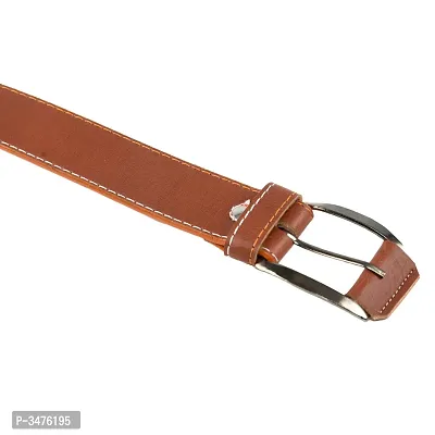 Men's Tan Leatherite Slim Solid Top Grain Casual Belts - (1 BELT)-thumb4