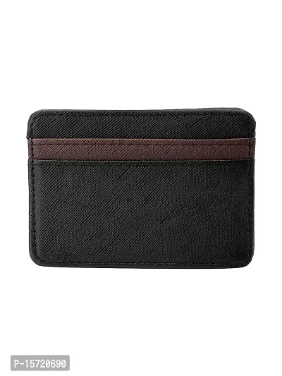 Trendy Men Artificial Leather Black Card Holder-thumb2