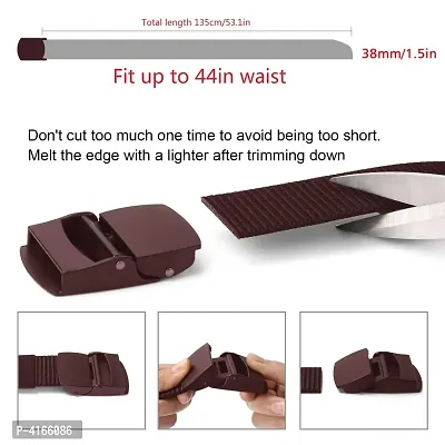 Men's Brown Solid Canvas Casual Slim Belt-thumb4