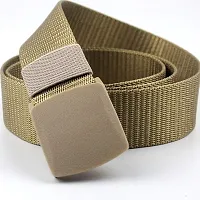 Men's Beige Solid Canvas Casual Slim Belt-thumb1