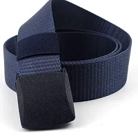 Men's Blue Solid Canvas Casual Slim Belt-thumb1