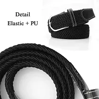 Men's Black Woven Design Canvas Casual Slim Belt-thumb2